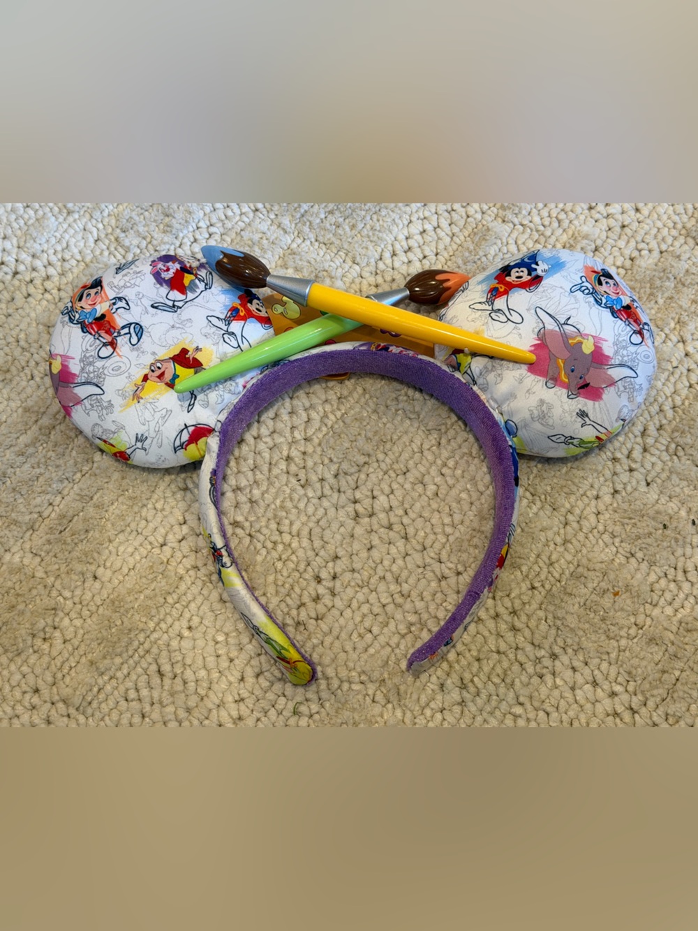 Disney World Parks Ink & Paint Mickey Ear Headband with Paintbrush Bow